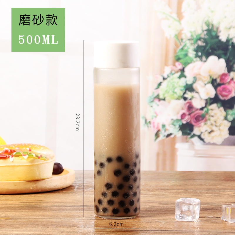 glass bottle 500ml Round shape Clear Glass Voss Water Bottle with screw plastic cap for milk juice tea sparkling