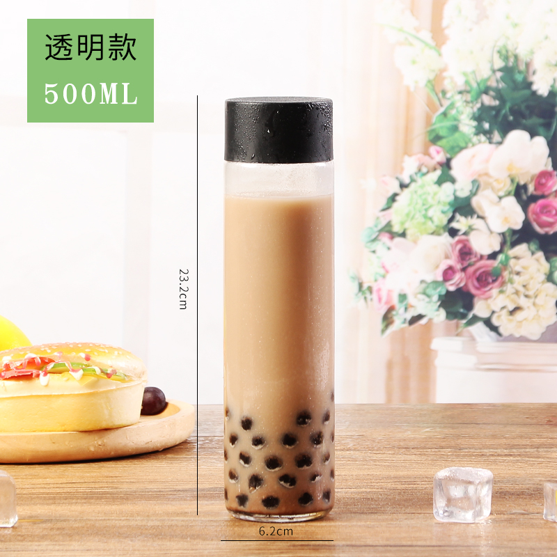 glass bottle 500ml Round shape Clear Glass Voss Water Bottle with screw plastic cap for milk juice tea sparkling