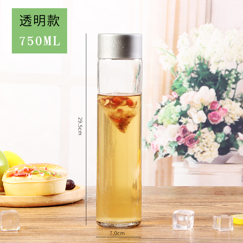 glass bottle 500ml Round shape Clear Glass Voss Water Bottle with screw plastic cap for milk juice tea sparkling