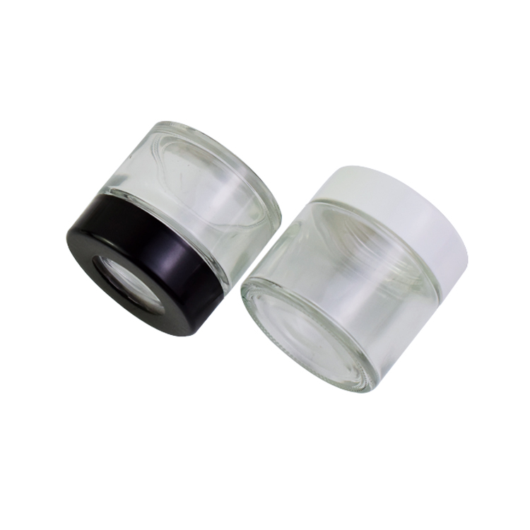 glass bottle clear or black Magnifying glass child resistant proof jars for packaging