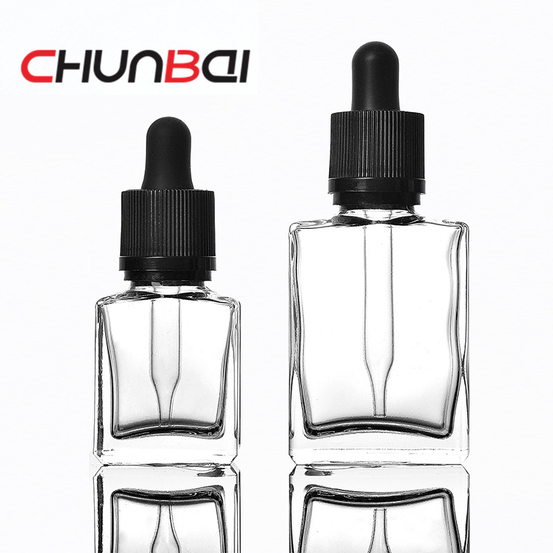 glass bottle square 25 ml with child/tamper proof cap DIN 18mm