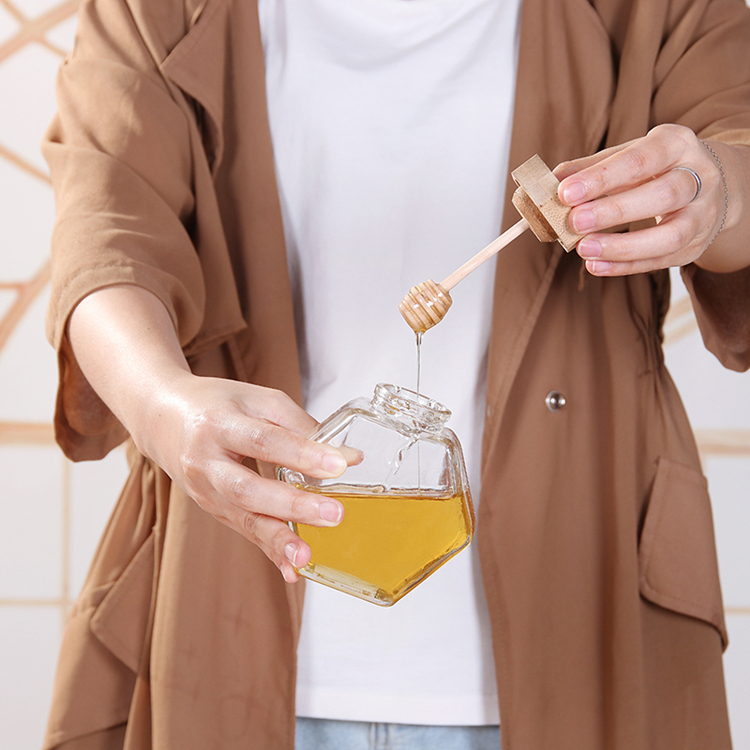 glass bottle supplier 250ml sealing strong glass honey jar with wooden lid