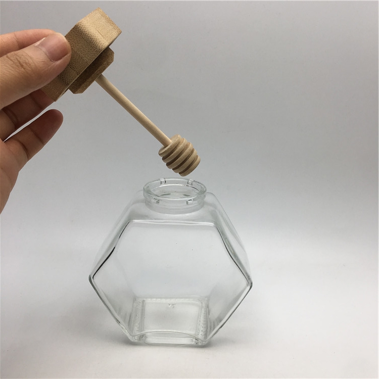 glass bottle supplier 250ml sealing strong glass honey jar with wooden lid