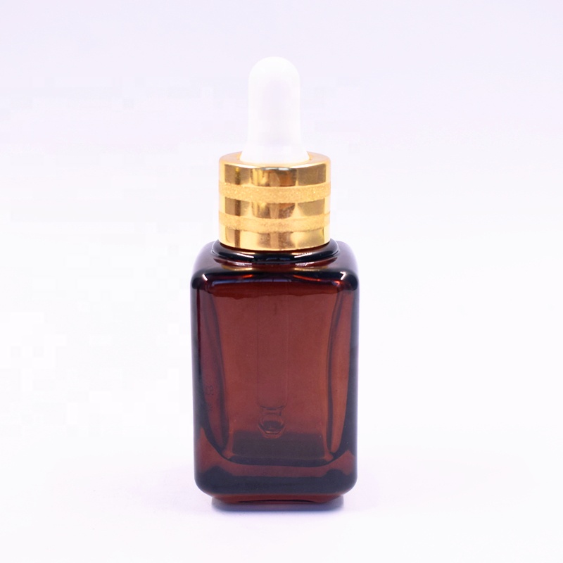 glass bottle supplier best quality fancy 30 ml square amber coated glass bottle dropper for luxury cosmetics 30ml