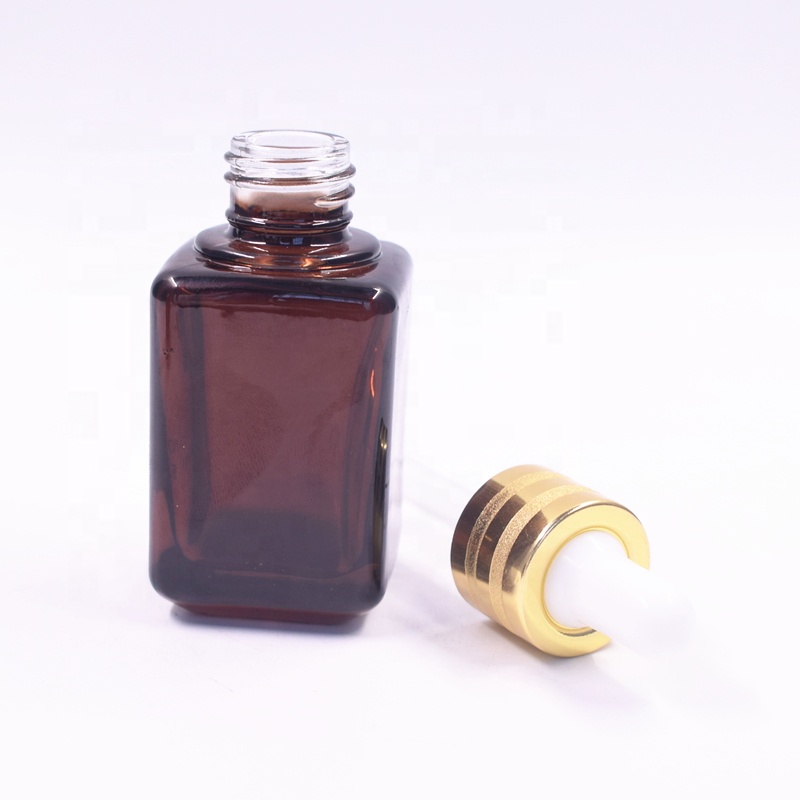 glass bottle supplier best quality fancy 30 ml square amber coated glass bottle dropper for luxury cosmetics 30ml
