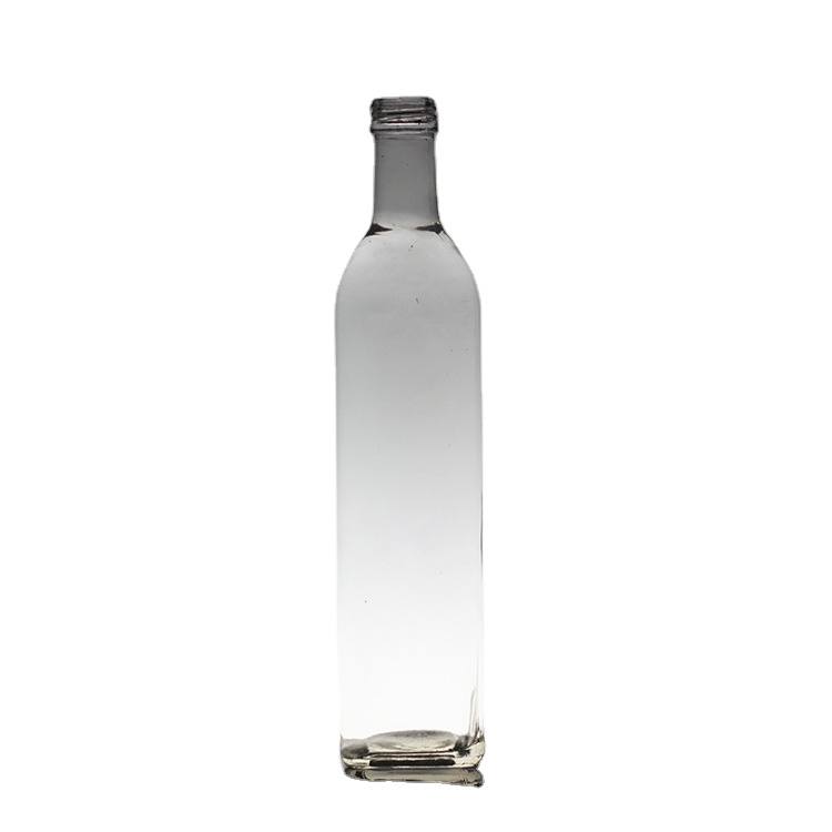 glass bottle wholesale Empty Clear Flat shape wine Glass Bottle with Cap