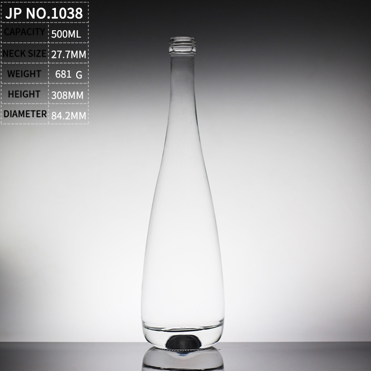 glass bottle wholesale Empty Clear Flat shape wine Glass Bottle with Cap