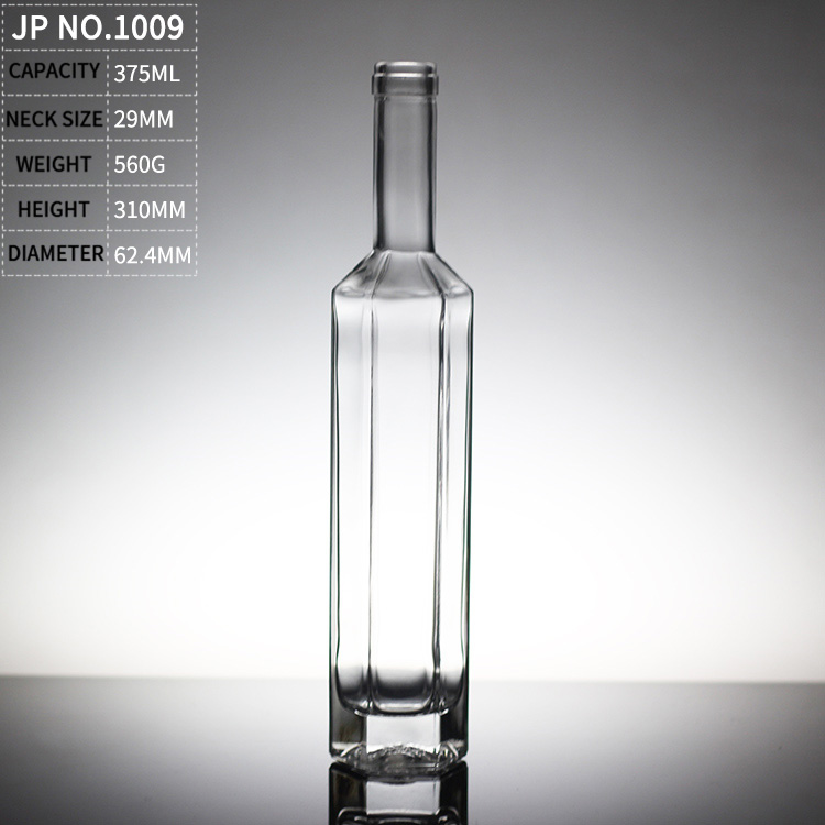 glass bottle wholesale Empty Clear Flat shape wine Glass Bottle with Cap