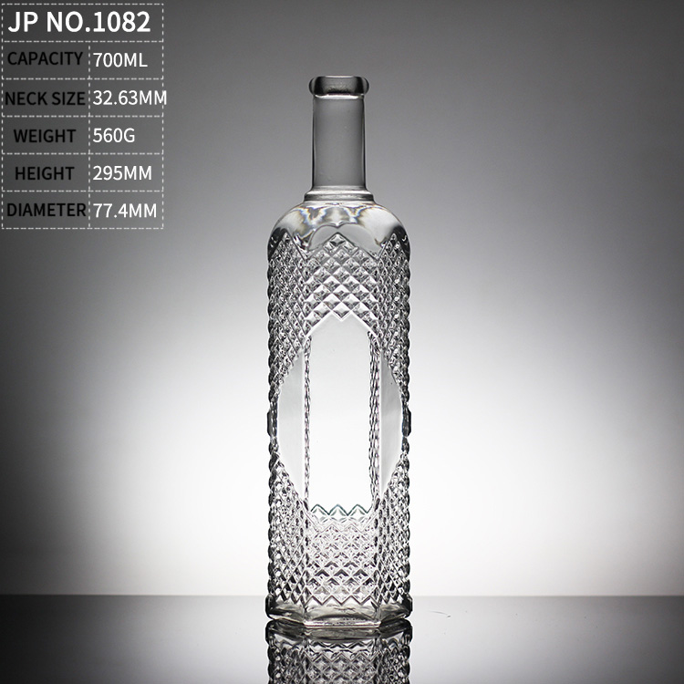glass bottle wholesale Empty Clear Flat shape wine Glass Bottle with Cap