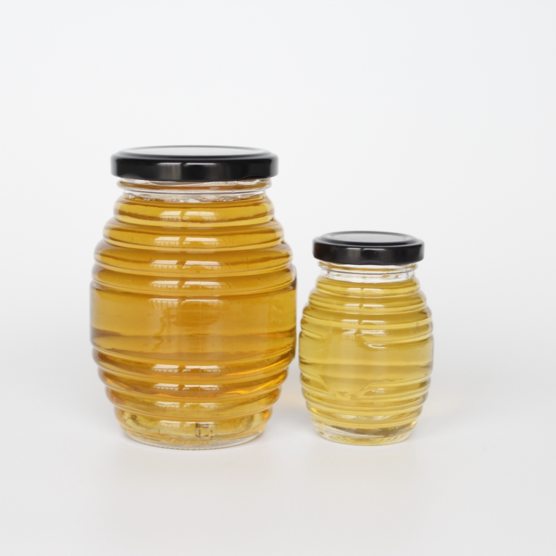 glass bottle with cover 100ML 250ML 500ML 1000ML Honey Pot with Thread Unique Glass Jar