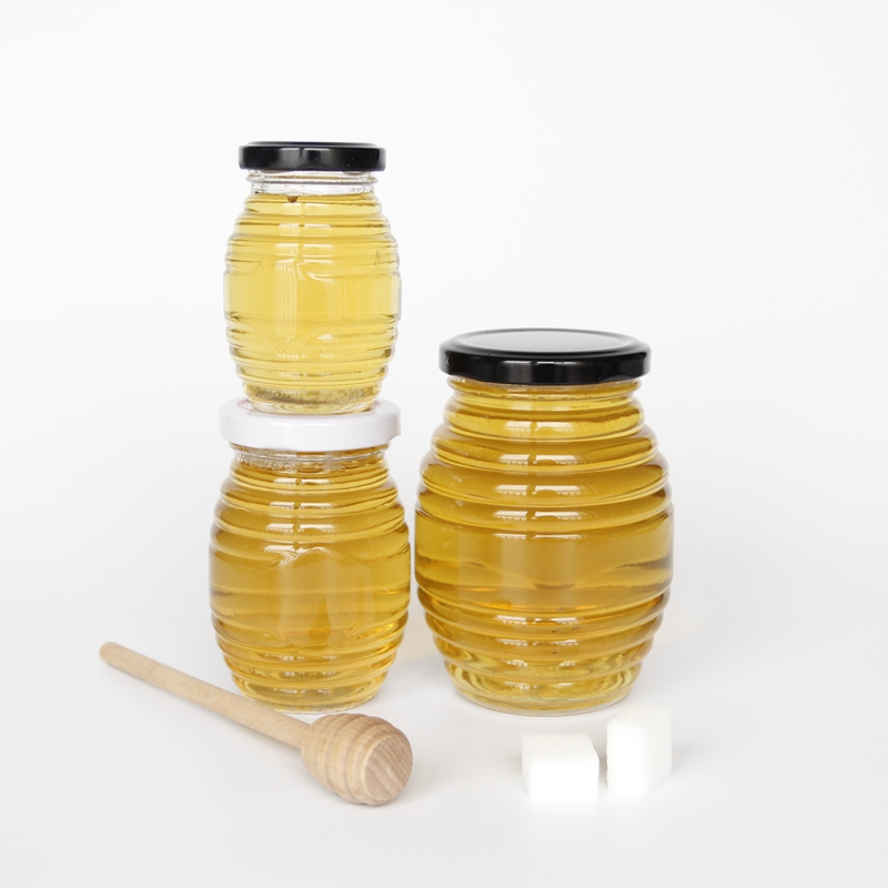 glass bottle with cover 100ML 250ML 500ML 1000ML Honey Pot with Thread Unique Glass Jar