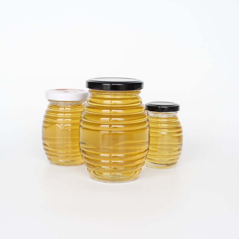 glass bottle with cover 100ML 250ML 500ML 1000ML Honey Pot with Thread Unique Glass Jar