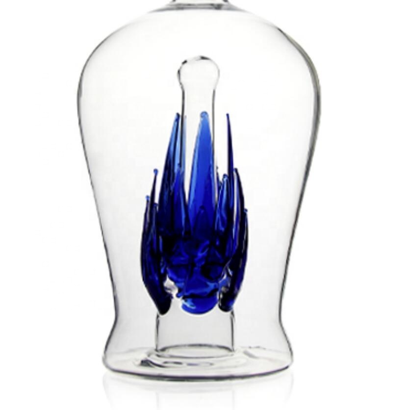 glass bottles for vodka / Aloe vera shaped art wine bottle /blue agave bottle