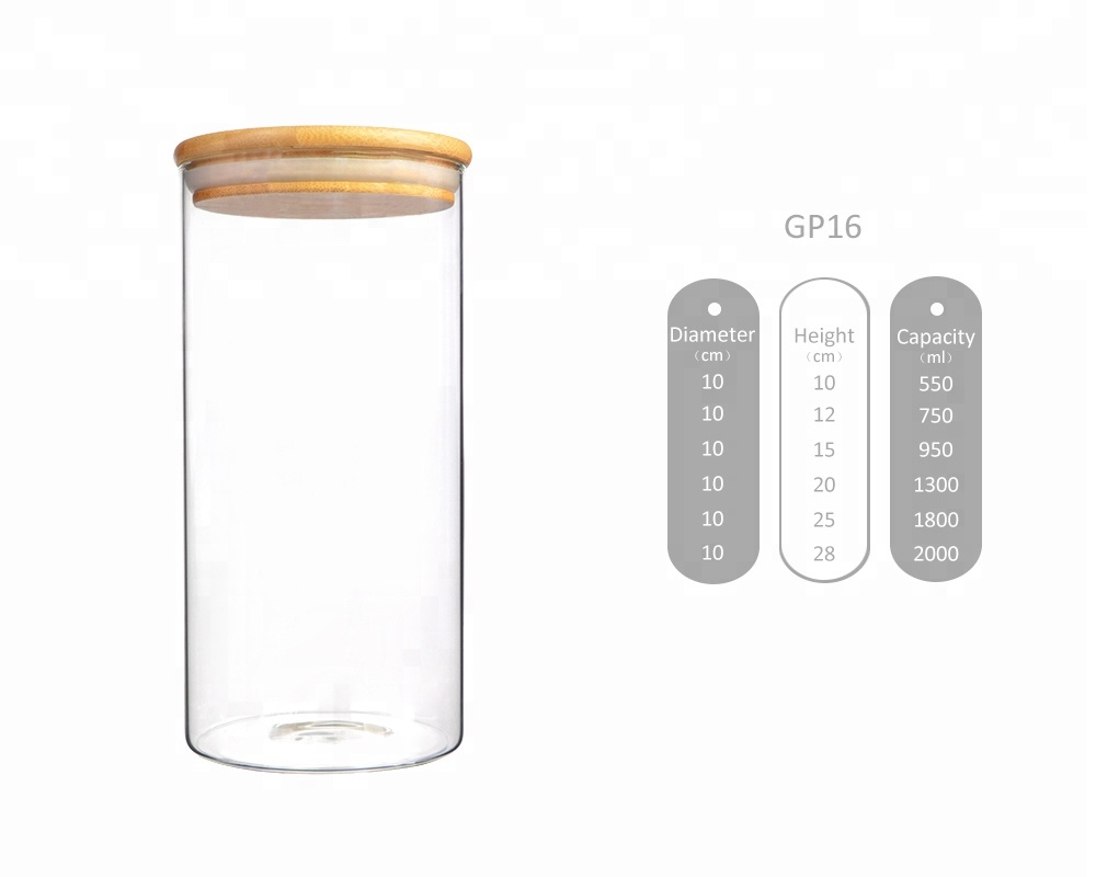 glass candy storage jar clear glass jar with bamboo lid food preservative jar