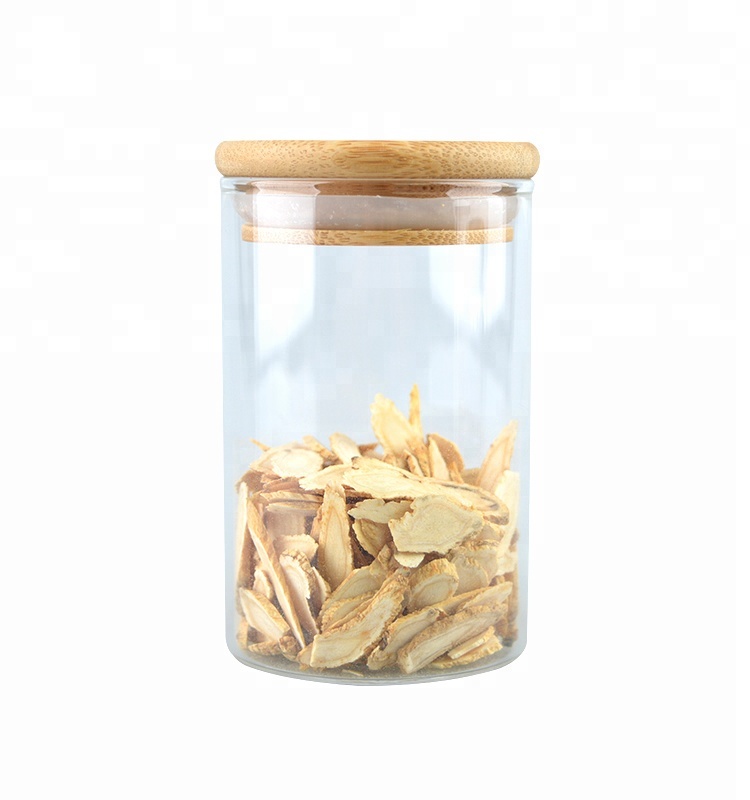 glass candy storage jar clear glass jar with bamboo lid food preservative jar