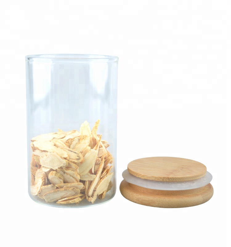 glass candy storage jar clear glass jar with bamboo lid food preservative jar