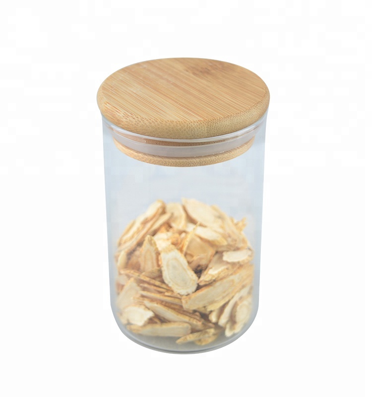 glass candy storage jar clear glass jar with bamboo lid food preservative jar