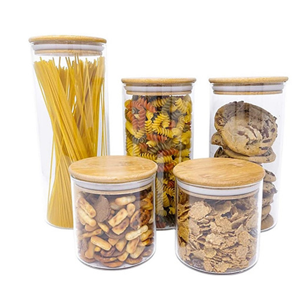 glass cereal jars / glass stacking jars / glass tea canister