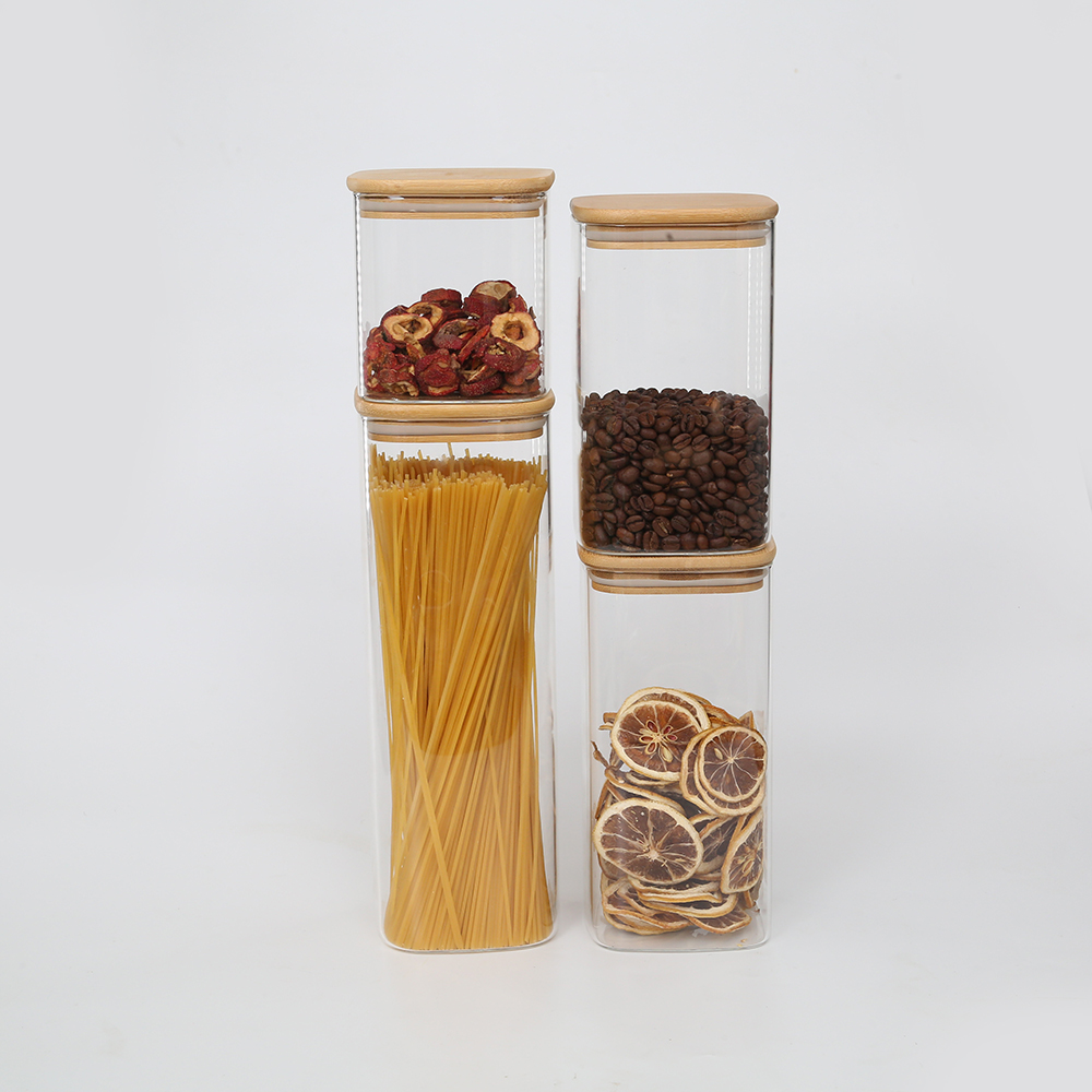 glass cereal jars / glass stacking jars / glass tea canister