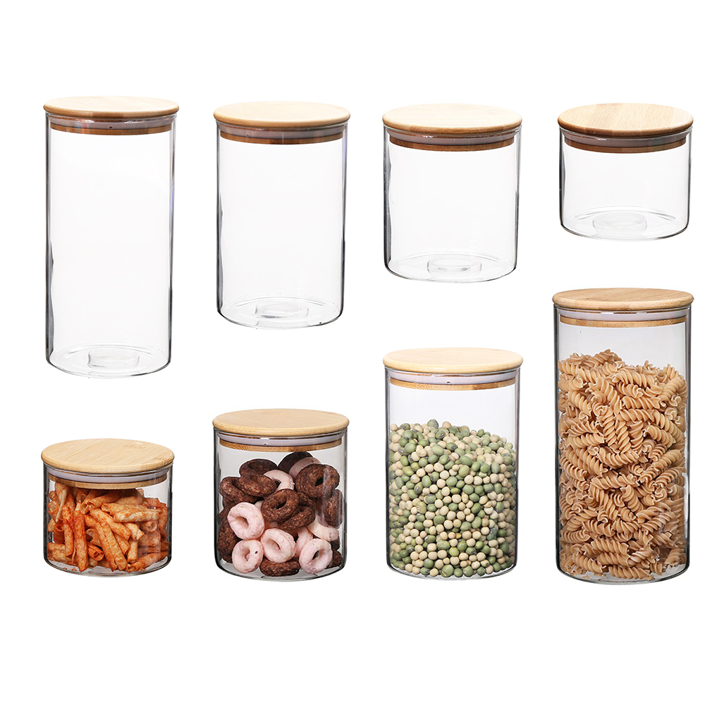 glass cereal jars / glass stacking jars / glass tea canister