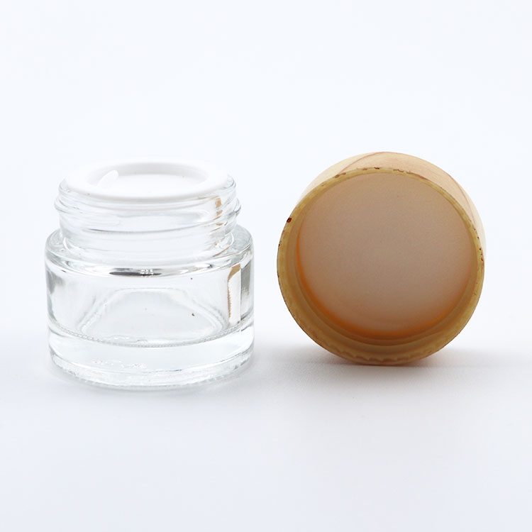 glass clear jar with wooden grain lid 5g 10g 15g 20g 30g 50g 100g cream glass jar for glass cosmetic jar with lid