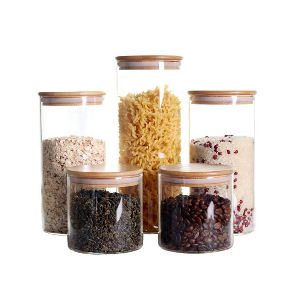 glass container / glass containers for flour and sugar / glass candy jars with lid