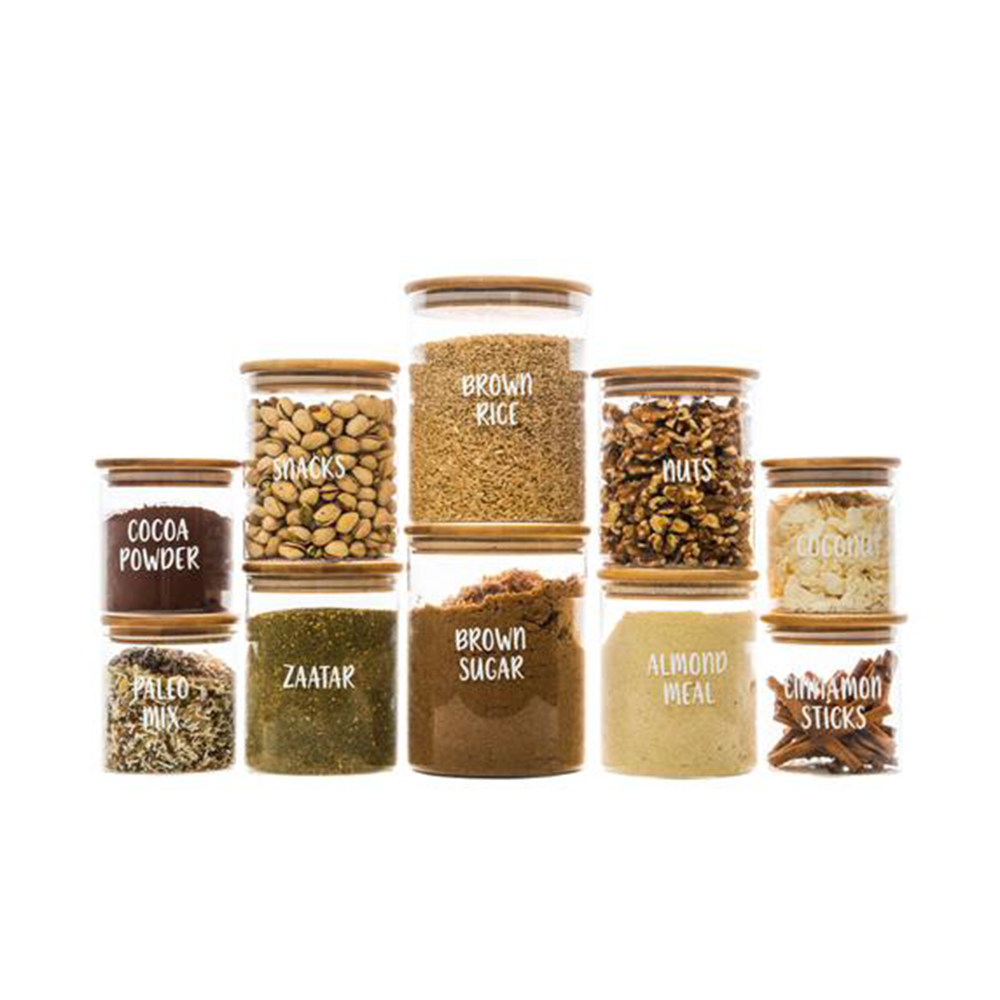 glass container with bamboo lid / hermetic glass storage jars wholesale / glass storage jar set