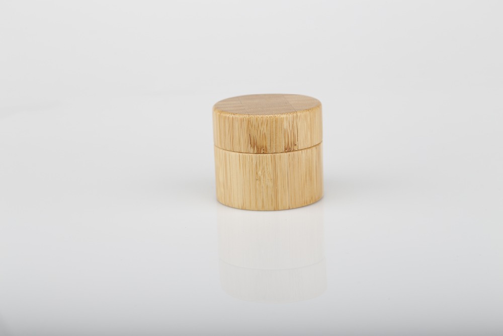 glass cosmetic Bamboo cream jars with lid