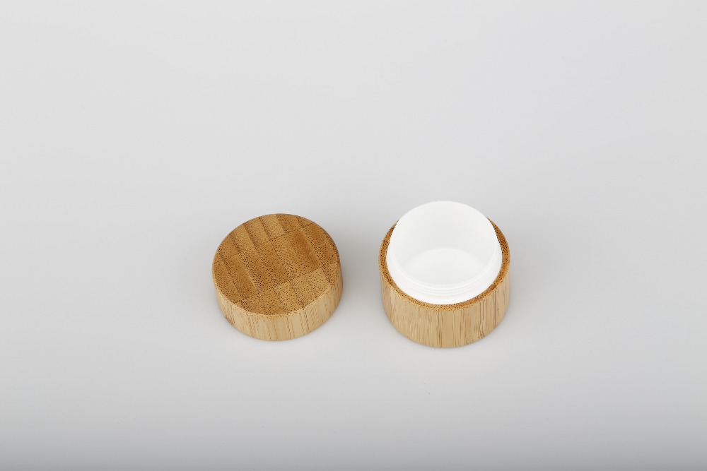 glass cosmetic Bamboo cream jars with lid