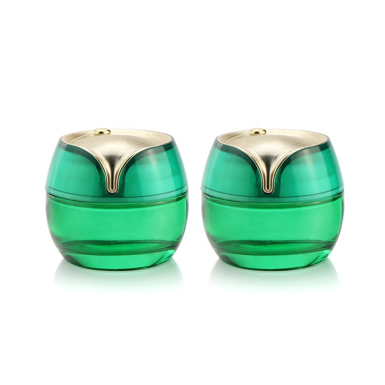 glass cosmetic containers green glass jar Luxury cosmetic jar container pot,face cream jar