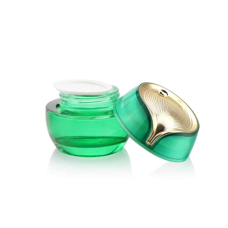 glass cosmetic containers green glass jar Luxury cosmetic jar container pot,face cream jar