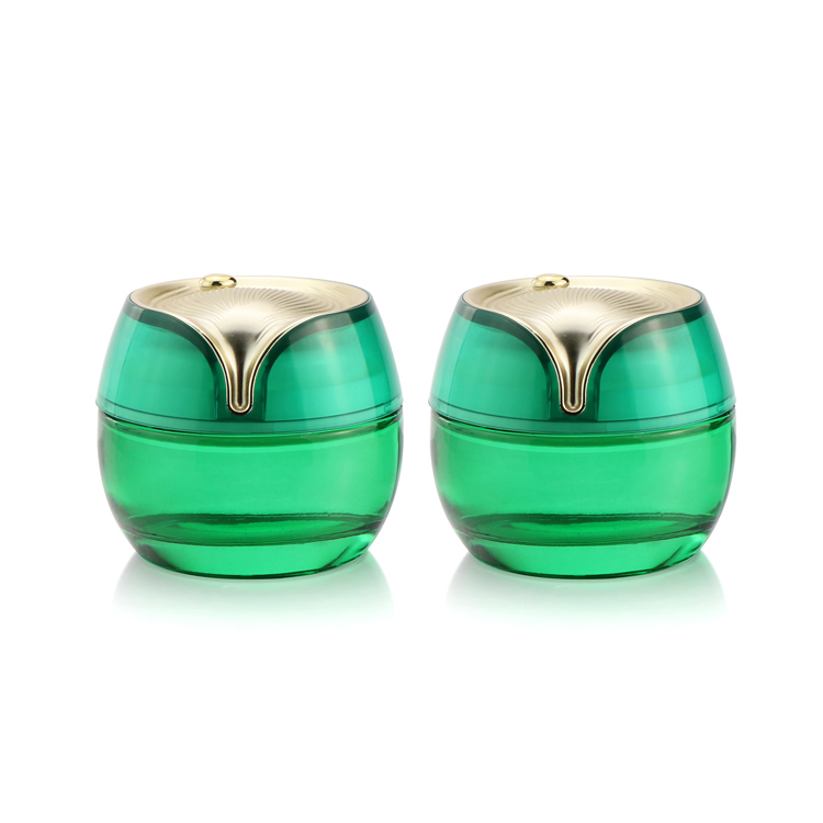 glass cosmetic containers green glass jar Luxury cosmetic jar container pot,face cream jar