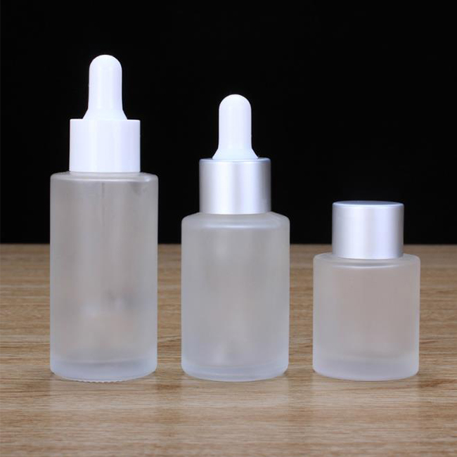 glass cosmetic frosted bottle 20ml 30ml 50ml CBD Essential oil bottle clear matte dropper bottle with white dropper