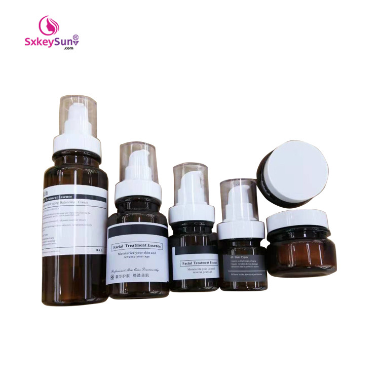 glass cosmetic jar and bottle, lotion bottle, set makeup bottles packaging amber glass bottle