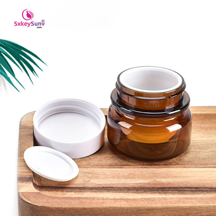 glass cosmetic jar and bottle, lotion bottle, set makeup bottles packaging amber glass bottle