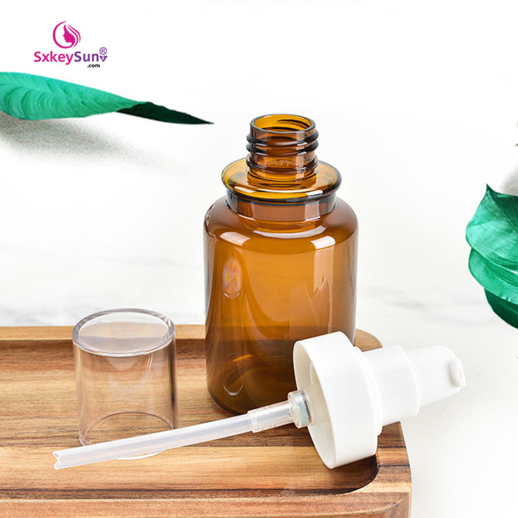 glass cosmetic jar and bottle, lotion bottle, set makeup bottles packaging amber glass bottle