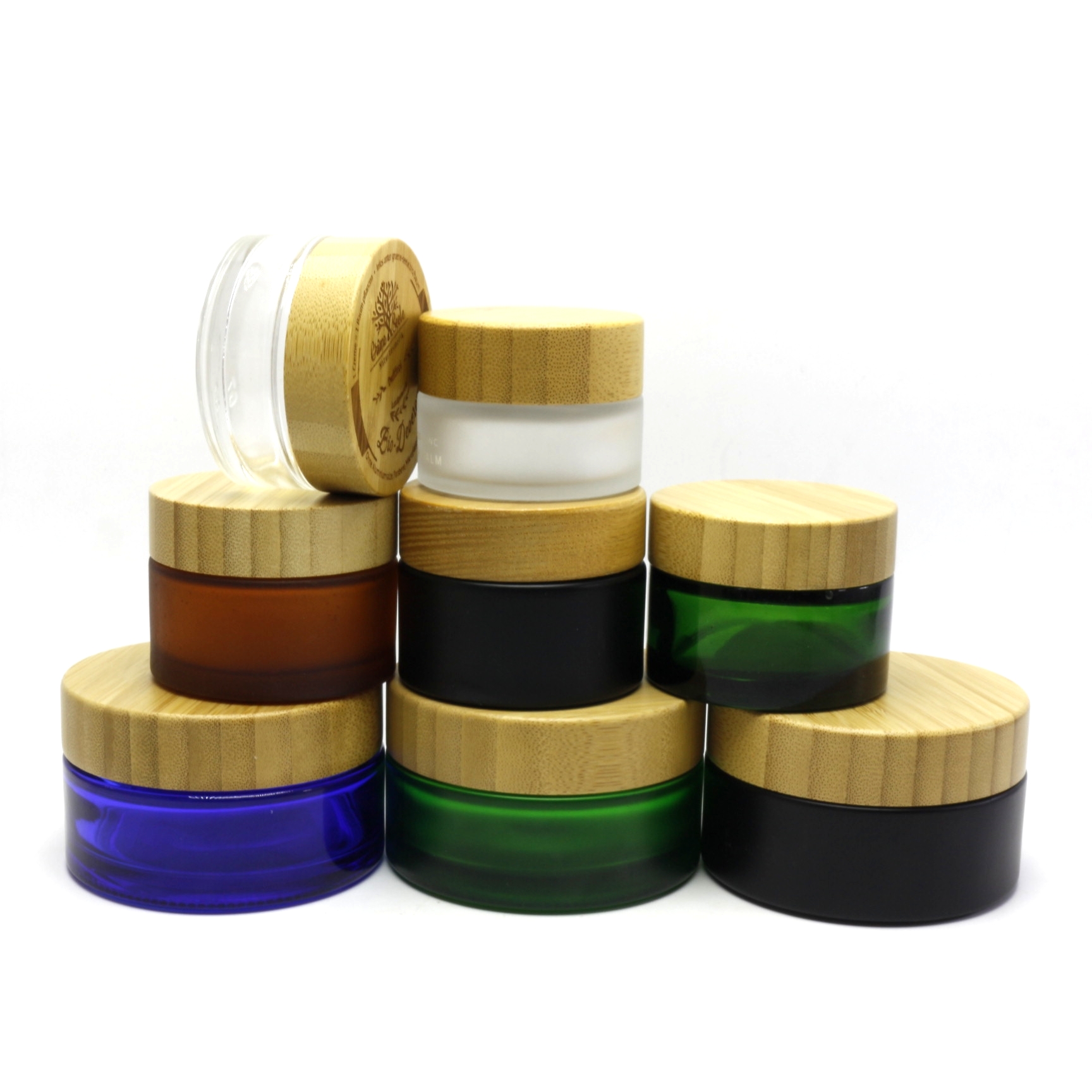 glass cosmetic jar with wooden lid for cream jars BJ-195R