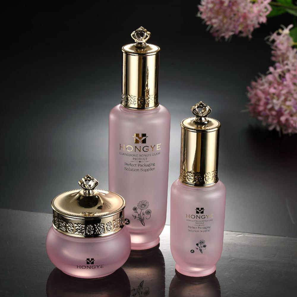 glass cosmetic manufacturer glass jar and bottle set