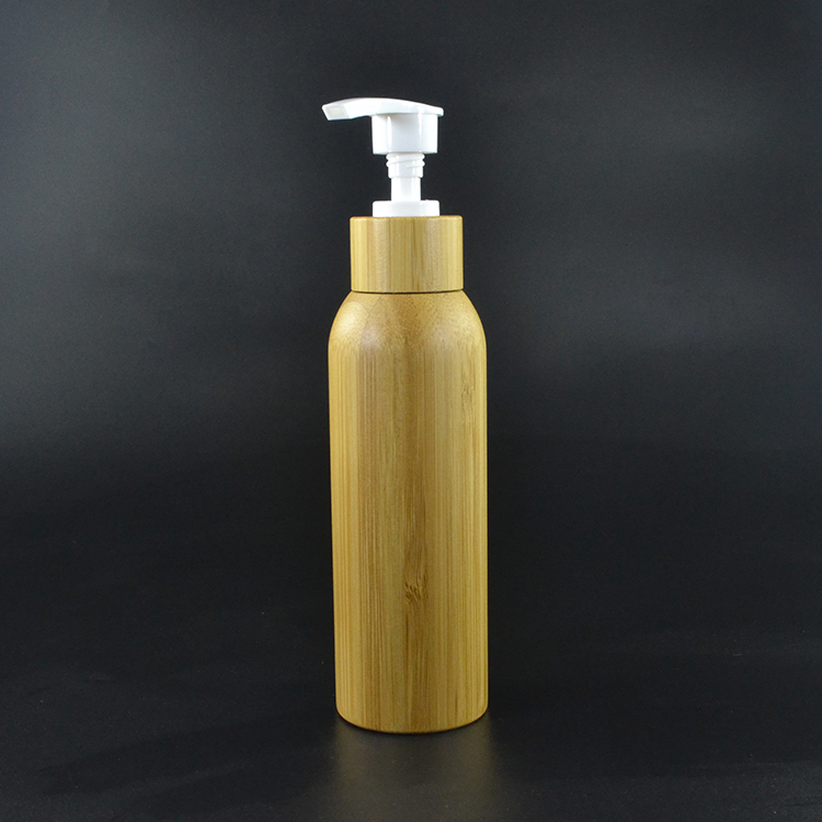 glass cosmetic packaging bottle 30ml 50ml 100ml 120ml 150ml frosted glass bottle with bamboo lotion pump lid