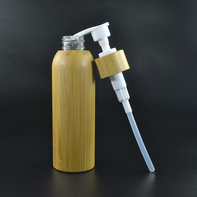 glass cosmetic packaging bottle 30ml 50ml 100ml 120ml 150ml frosted glass bottle with bamboo lotion pump lid
