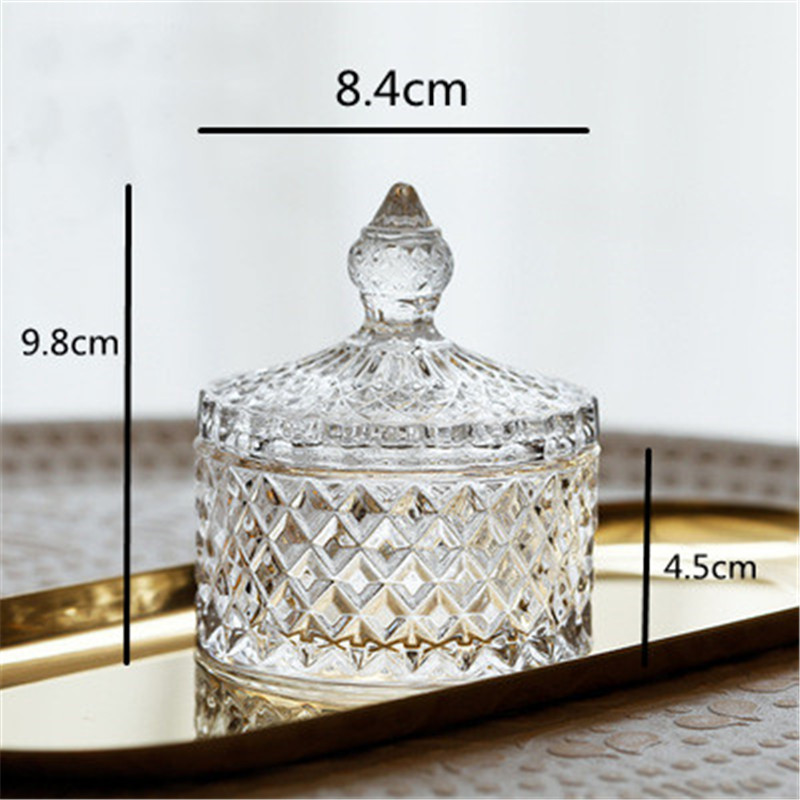 glass diamond geo cut shaped jar for candle making with glass lid crystal glass candy jar with lid wax container