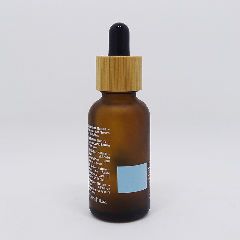 glass dropper cap empty essential oil cosmetics frosted amber bottles with bamboo cap