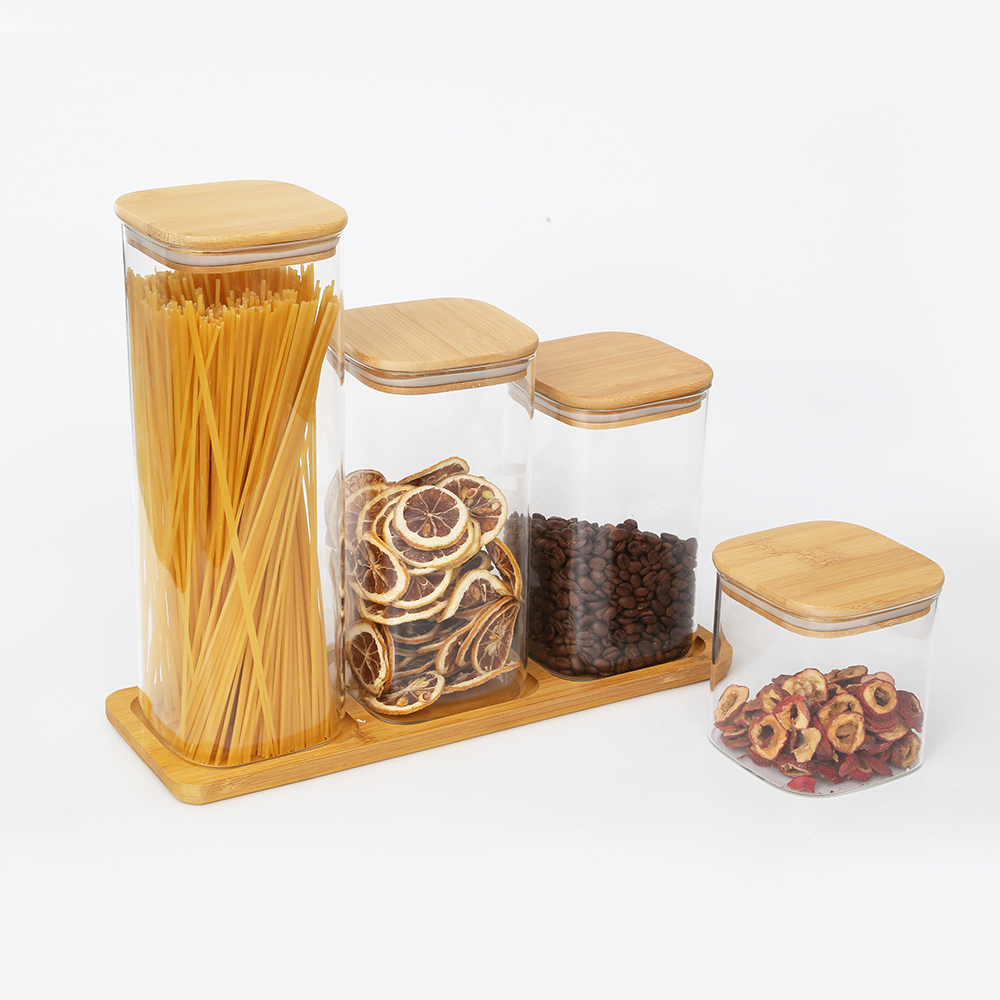 glass flour storage / clear glass storage jars / colored glass canisters