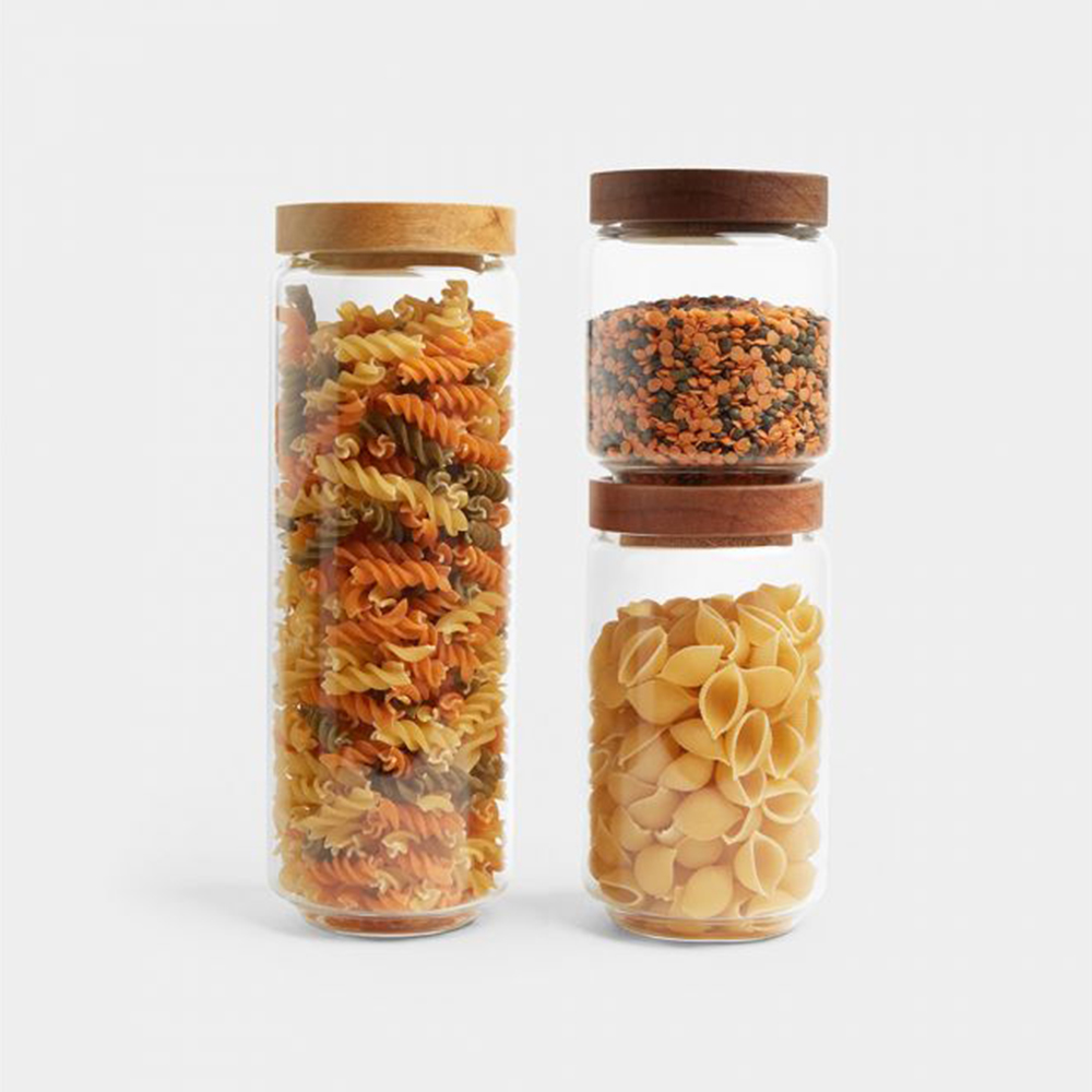 glass food canisters / vintage glass coffee jars / glass storage jars