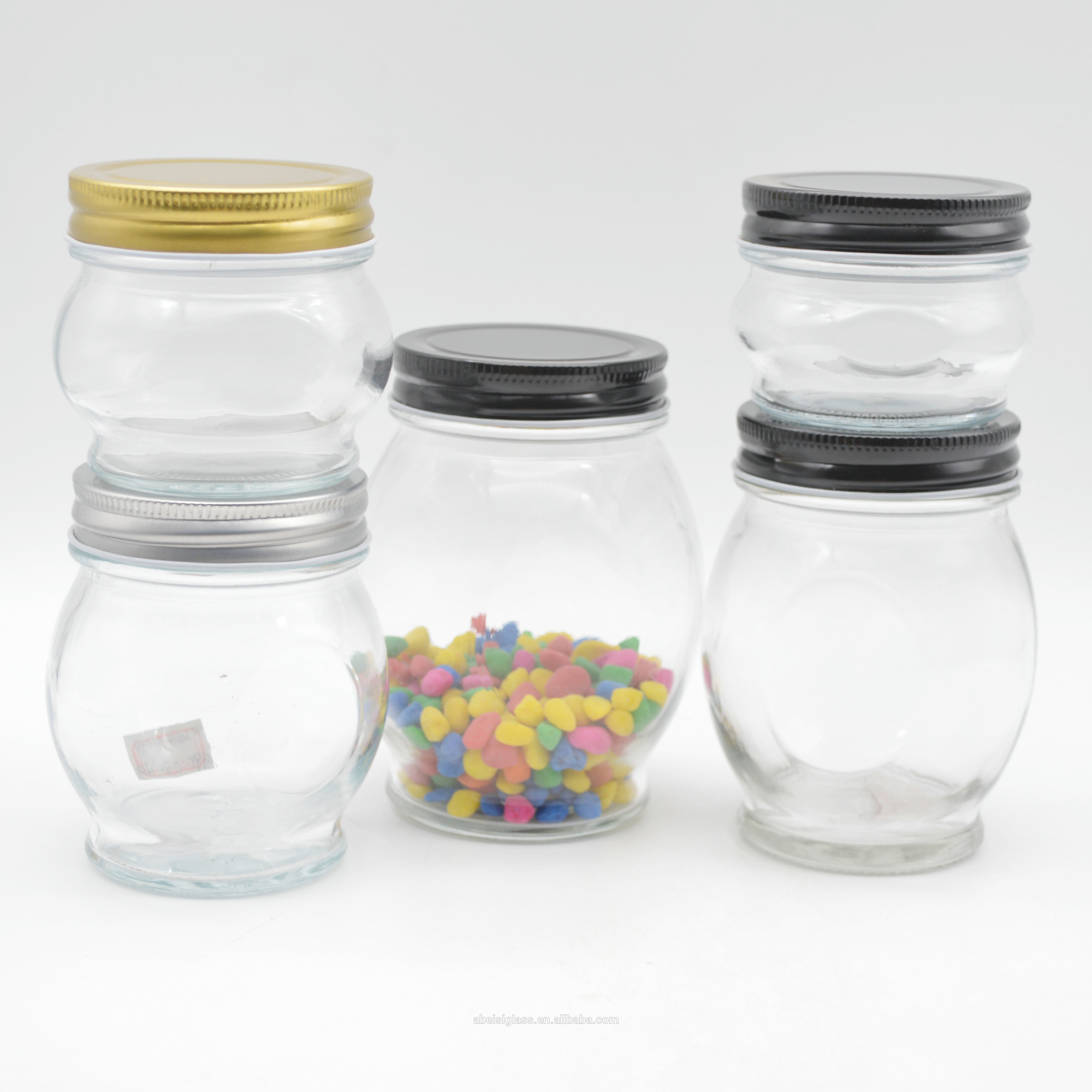 glass honey and jam jar with stainless steel airtight lid