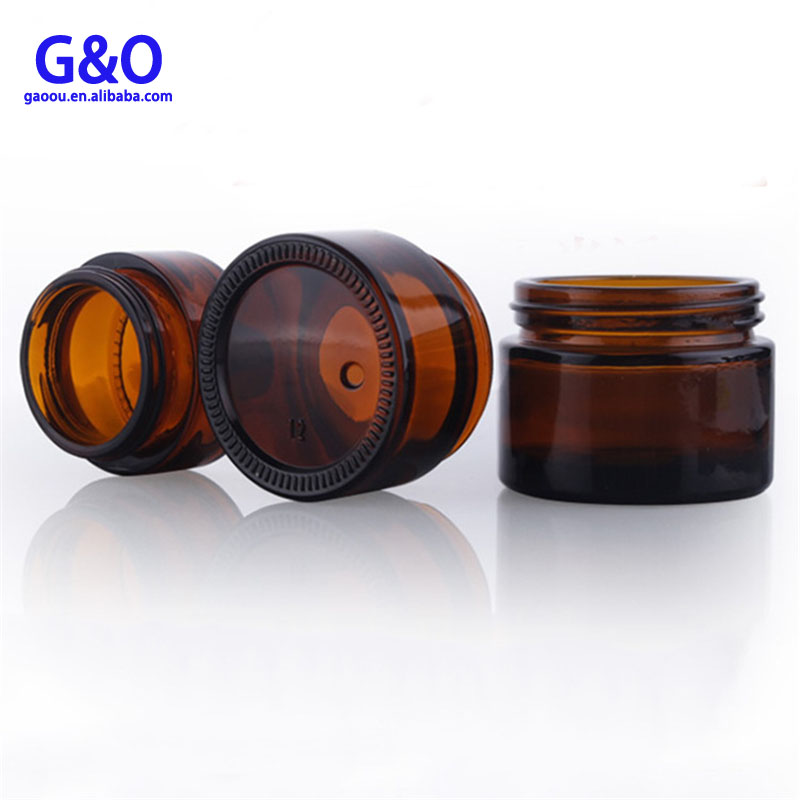 glass jar cosmetic packaging 15g 15ml 30g 30ml glass cosmetic packaging jar 60ml 2oz amber cream jar with black metal cap