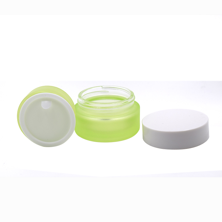 glass jar suppliers 20g 30g 50g round frosted green glass empty cosmetic jar face eye cream containers with white screw cap
