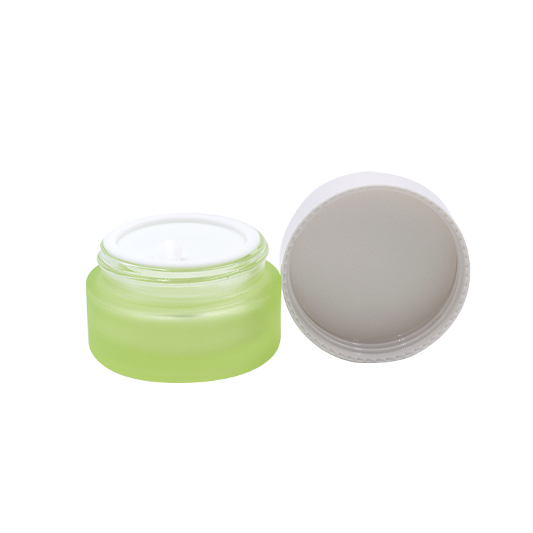 glass jar suppliers 20g 30g 50g round frosted green glass empty cosmetic jar face eye cream containers with white screw cap