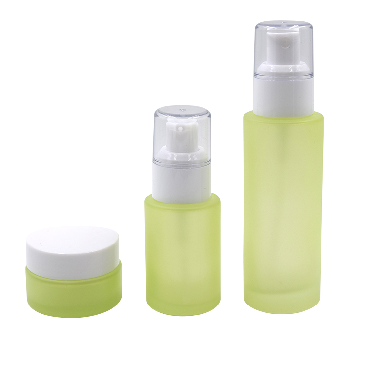 glass jar suppliers 20g 30g 50g round frosted green glass empty cosmetic jar face eye cream containers with white screw cap