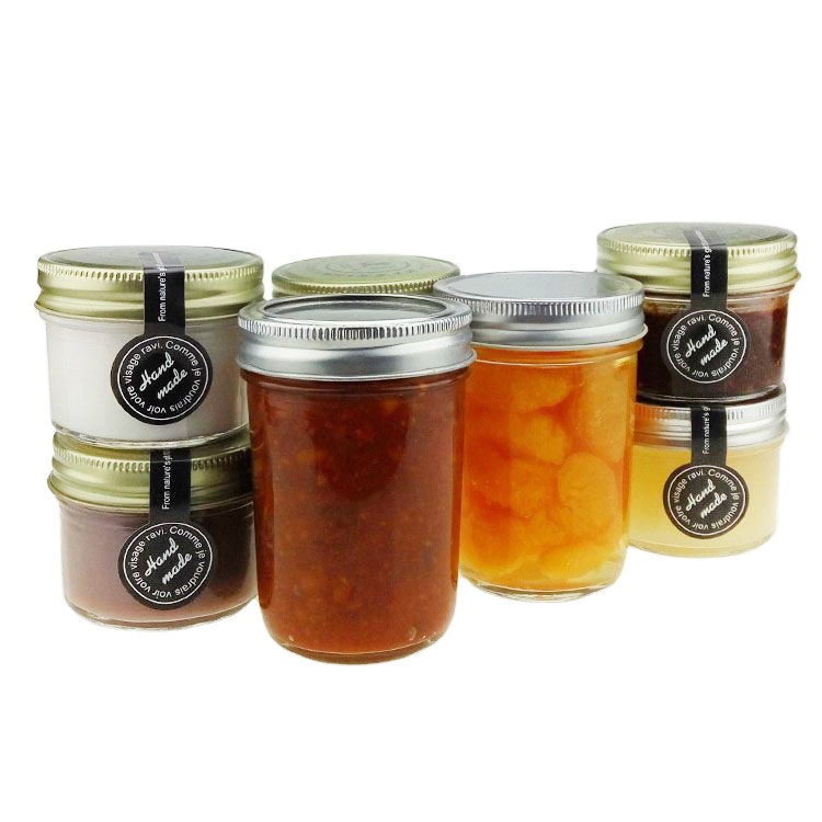 glass_jar_suppliers glass jar storage for honey bee jam Caviar chili sauce can glass mason jar with lid aluminum screw caps